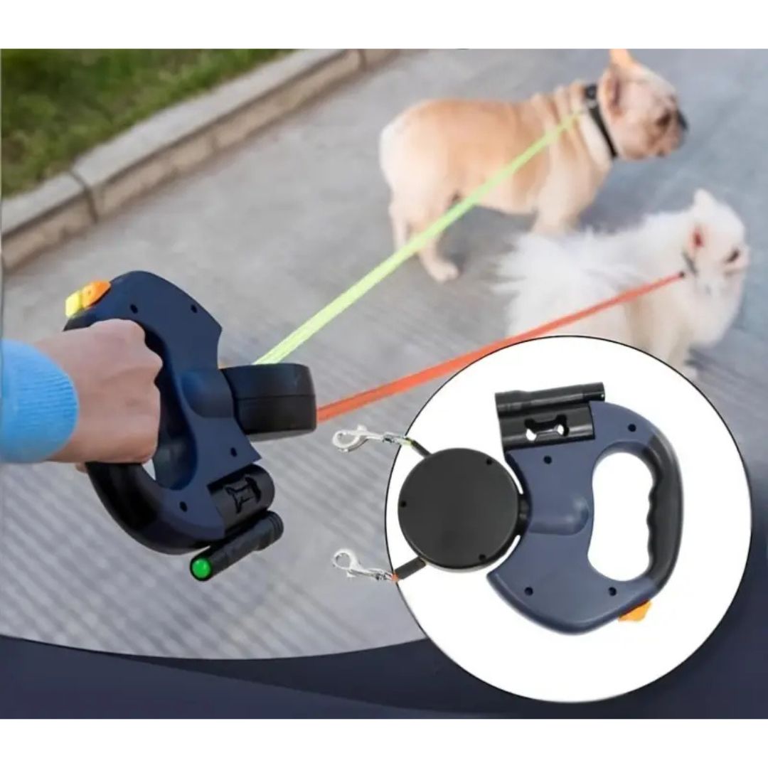 Verstellbare Anti-Verwicklungs-Doppelleine für 2 Hunde – Robuste Doppelleine mit Drehgelenk für kleine & große Hunde