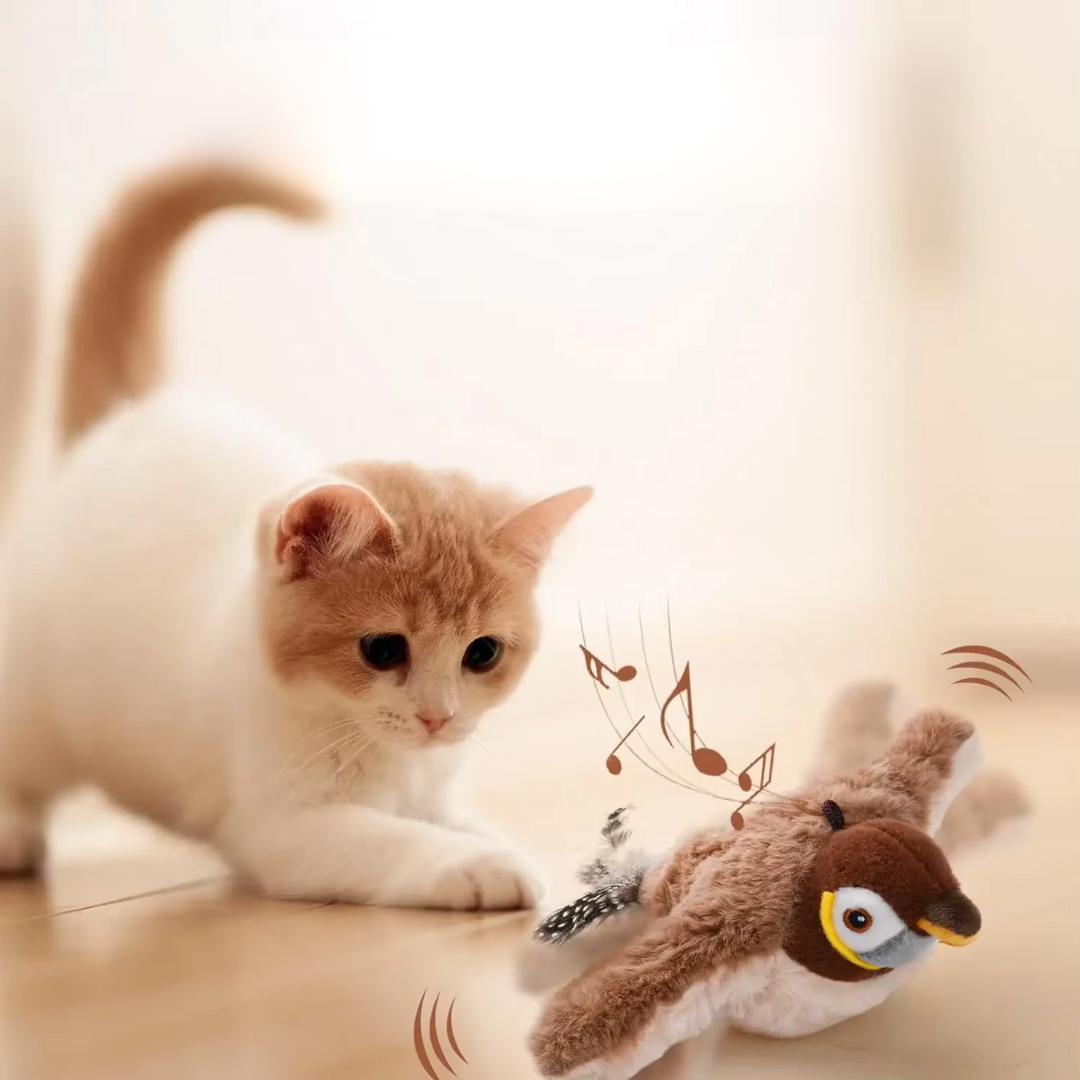 Elektrisches Flatternder Vogel Katzenspielzeug – Interaktives Spielzeug mit Flügelbewegung