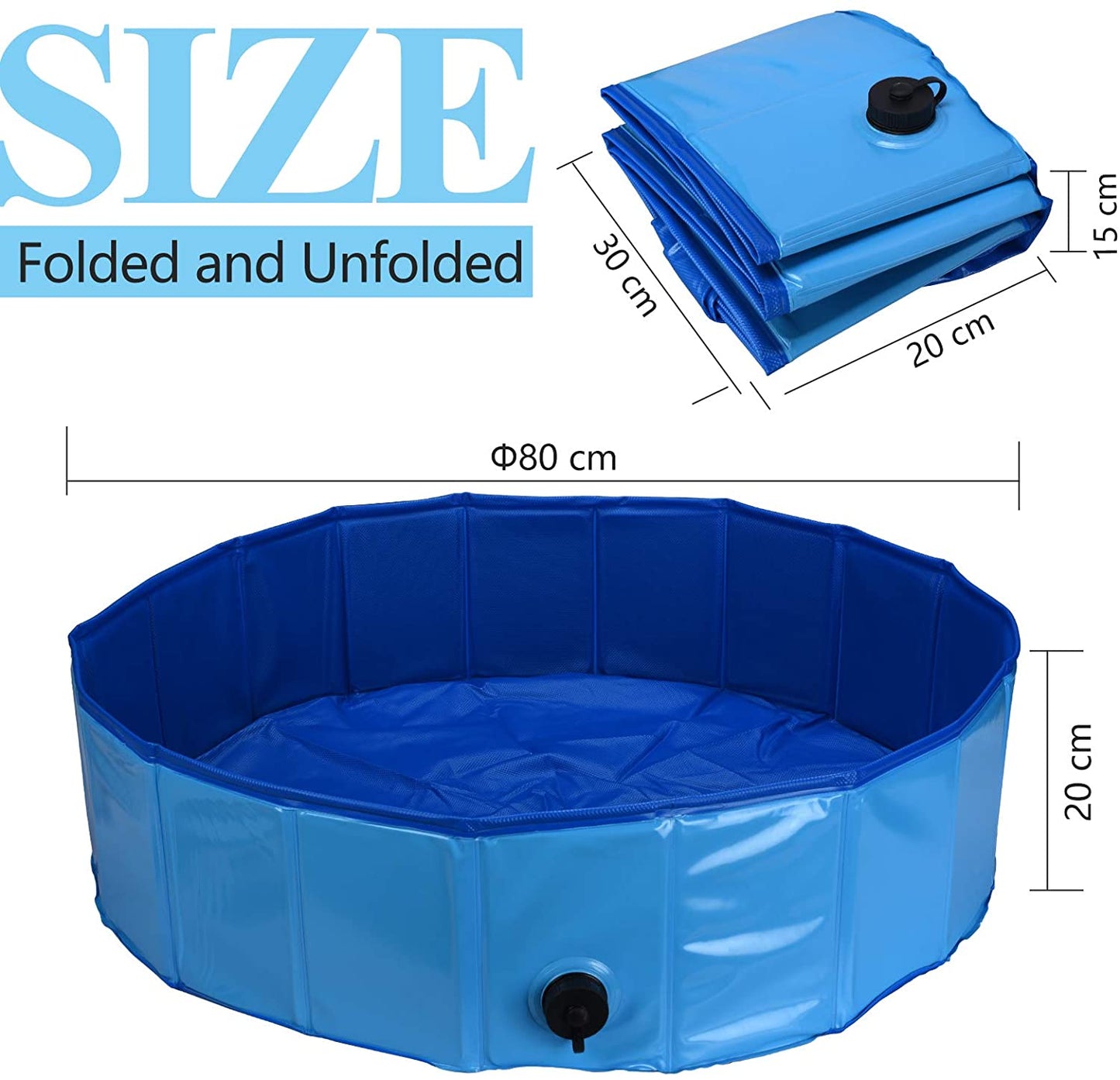 Faltbarer Hundepool – 80x20 cm Planschbecken für Hunde, robust & rutschfest